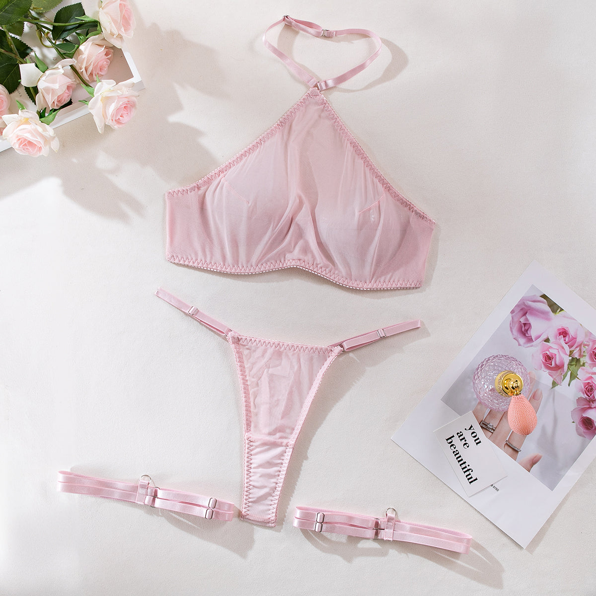 The Ethereal Blush Halter Set