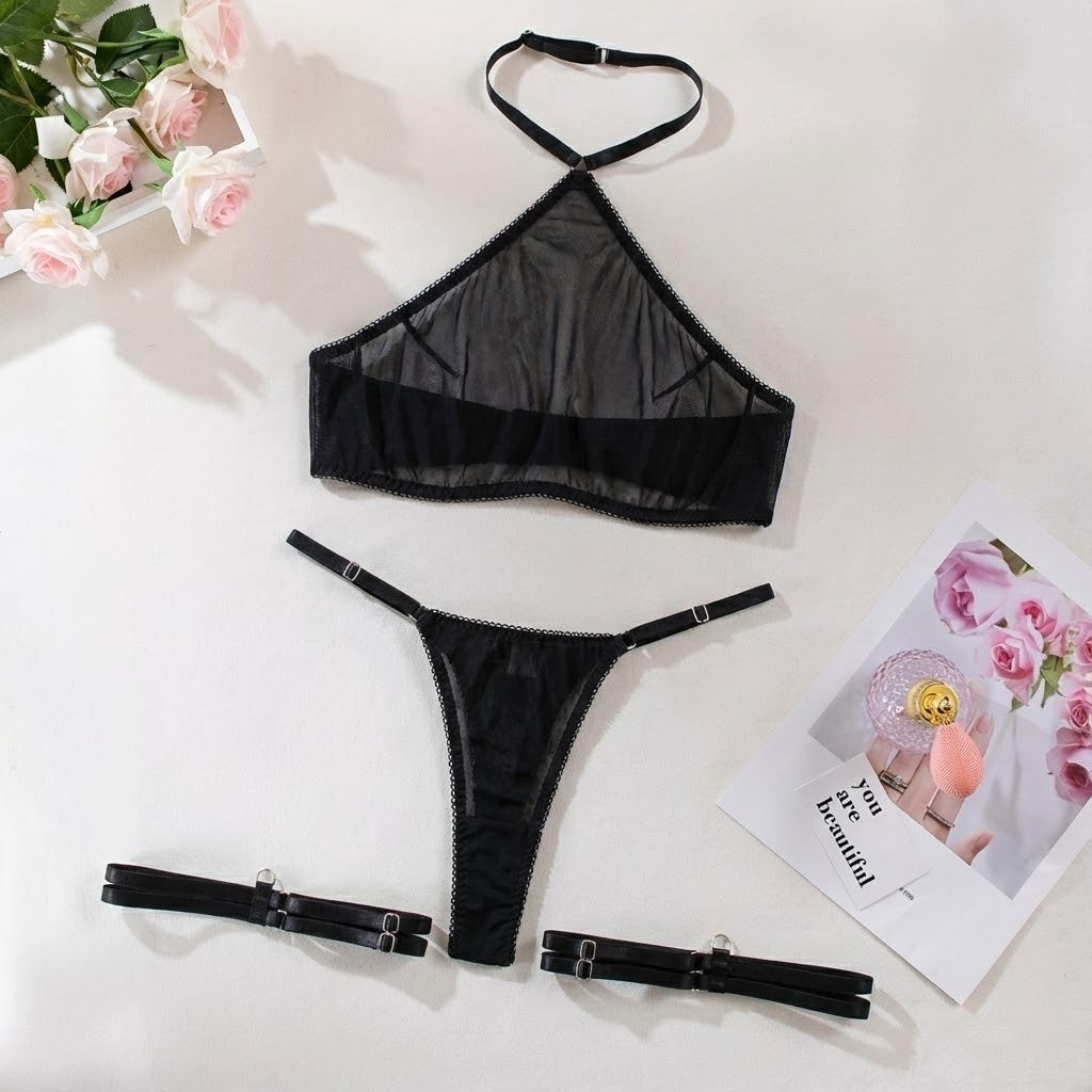 The Ethereal Noir Halter Set